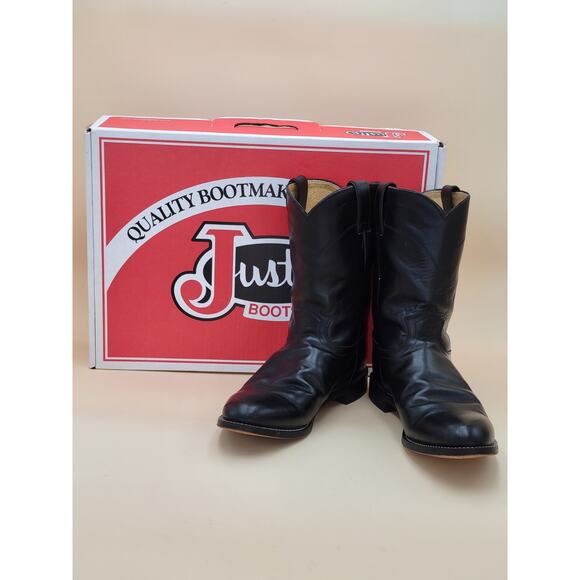 Justin Black Spanish Kipskin Classic Leather Boots 3133 Men's Size 11.5 EE